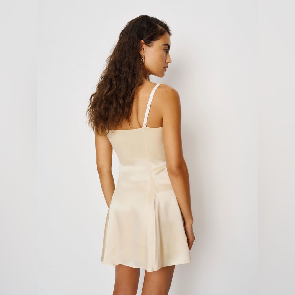 Reformation Arlette Silk Dress Ivory - Size 8 - Picture 3 of 4